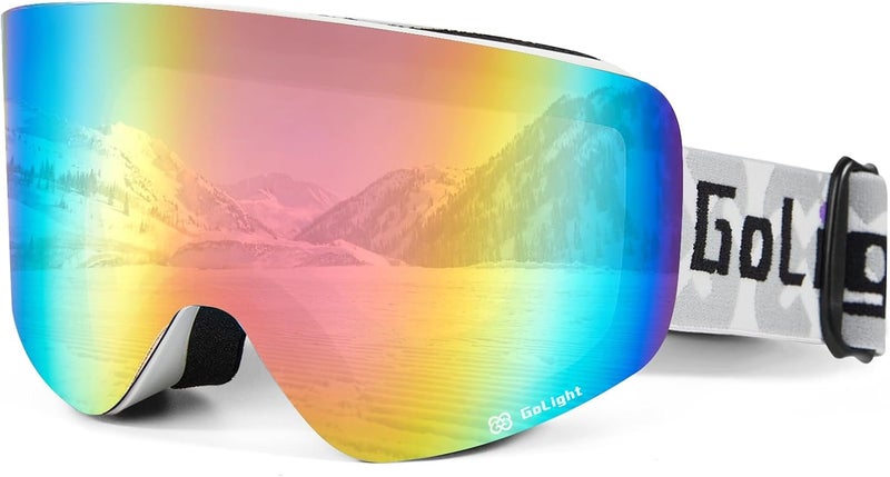 Golight XL Frameless Ski Goggles – OTG Snowboard Goggles with Anti-Fog Lens, UV400 REVO Mirror Protection for Men & Women - Image 1